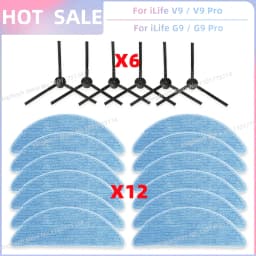 Fit For ( iLife V9 / V9 Pro / G9 / G9 Pro / A12 Pro ) Vacuum Parts Filter Side Brush Mop Cloth Dust Bag Replacement Accessories