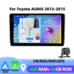 Podofo 4GB+64GB Wireless Carplay Android Auto Car Radio Mirror Link Multimedia Video Player 9 Inch For Toyota AURIS 2013-2015