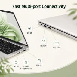 14.1 Inch Laptop Intel N3710 Quad Core 12GB RAM 256GB SSD Windows 10 Notebook Computer FHD 1080P IPS Display Portable Ultrabook 180° Open WiFi Bluetooth Mini HDMI USB 3.0 Grande Batterie De 5000 mAh, Longue Durée De Vie Student Office Business Laptop PC