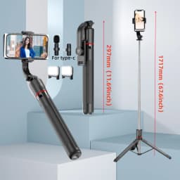 1.7m Selfie Stick Tripod Stand for iPhone Samsung Huawei Cellphone Extendable Phone Tripod with Wireless Remote