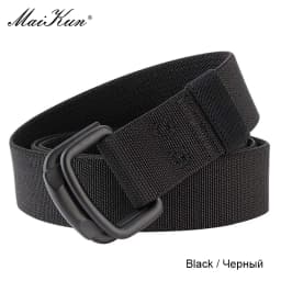 Maikun Double Metal Buckle Belt Elastic Nylon Elastic Men's Trendy Casual Belt Canvas Braided Belt