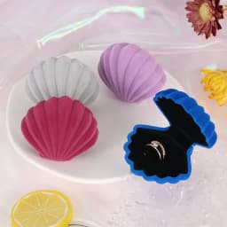 Velvet Jewelry Box Shell Shape Wedding Ring Box Organizer Storage Display Packaging Case Holder Gift Accessories 4 Colors