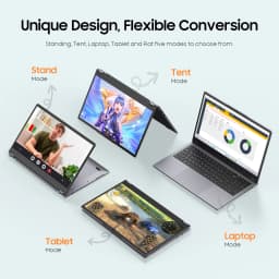 HYPERSTRIX 2 in 1 Touchscreen 15.6 inch Laptop Ryzen R3-3200U (up to 3.5GHz) Notebook PC 16GB RAM 512GB SSD 360° Rotation FHD IPS Laptop Backlit Keyboard TypeC RJ45 WIFI 5 HDMI