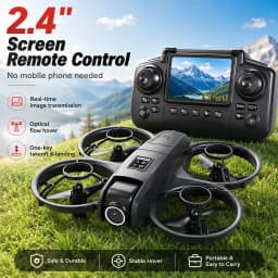 ZNLYRION Mini Full Protective Drone YL3PK With 2.4 Inch Screen Remote Dual Camera Optical Flow Hover 2 Batteries Indoor RC Quadcopter