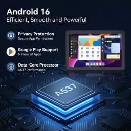URAO X6ProL 10.1 Inch Android 16 AI Tablet PC 36GB(6GB+30GB) RAM 256GB ROM IPS Display A537 Octa‑Core 1TB TF Expand 6000mAh Battery WiFi 6 Full Kit with Keyboard Mouse Stylus Case Earphone for Study Work Entertainment Tablet Android