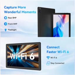 A7 Octa Core Tablet PC 10.95 Inch HD Screen Android 14 Tablet 16GB(4+12) RAM 128GB Storage Expandable 1TB TF Card 6800mAh Battery 5MP+8MP Camera Business Entertainment Tablet Black White