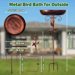 Garden Birdbath Sturdy Iron Outdoor Bird Bath for Outside Vintage Standing Birdbath Bowl for Outdoor Garden Patio Yard