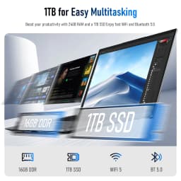 18.5' Laptop Intel Core M3-8100Y 3.4GHz, 16GB RAM 1TB SSD, Win 11 Pro Notebook Computer, FHD IPS Display 1920x1080, Full Keyboard with Numeric Keypad, USB-C HDMI RJ45, Dual Screen Support, Laptop for Work & Study