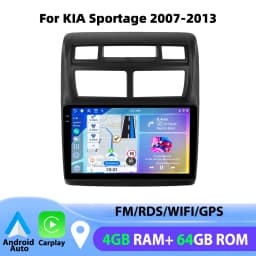 Podofo 4GB+64GB 9'' Car Radio Wireless Carplay Android Auto Multimedia Video Player Mirror Link GPS For KIA Sportage 2007-2013