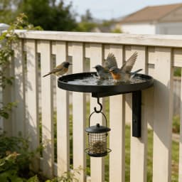 Wall Mounted Metal Bird Bath with Feeder Hook, Durable Outdoor Bird Bath Bowl for Garden, Patio & Fence, Easy to Install for Wil