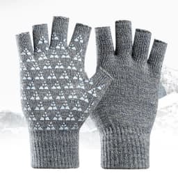 1Pair Black Half Finger Fingerless Gloves For Women And Men Wool Knit Wrist Cotton Gloves Winter Warm Workout Gloves