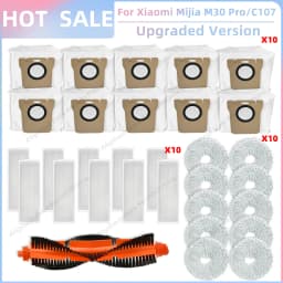 Fit For Xiaomi Mijia M30 Pro /C107 Robot Vacuum Parts Roller Side Brush Cover Hepa Filter Mop Cloth Bracket Dust Bag Accessories
