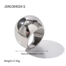 Uworld Minimalist Stainless Steel Smooth Asymmetric Ring Oval Hollow Stackable Ring Large Spherical Ring Women's Jewelry