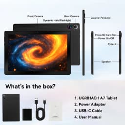 A7 Octa Core Tablet PC 10.95 Inch HD Screen Android 14 Tablet 16GB(4+12) RAM 128GB Storage Expandable 1TB TF Card 6800mAh Battery 5MP+8MP Camera Business Entertainment Tablet Black White