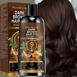 9 In 1 Natural Dark Brown Hair Dye Shampoo With Ginseng Ginger Gentle Coloring Shampoo Long Lasting Chestnut Hair Color 100ml