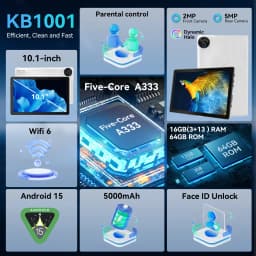URAO 10.1" Android 15 Five-Core Tablet 20GB RAM 64GB HD LCD with Storage Carry Bag for Student School Travel Learning Kit