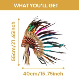 American Chief Indian Native Feather Headdress Decoration Prop for Celebrations Carnivals Themed Party Dance Show Halloween