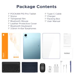 POCKAM P10PRO 10.1 Inch Tablet, Android 16 Tablets with 120Hz Display, 48GB+128GB/2TB, T7250 Octa-Core, 8800mAh, Widevine L1, Gemini AI, 13MP+5MP, 3.5mm Headphone, Tablet with Keyboard, Pen, Black
