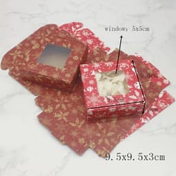 10pcs Multi Size Gifts Box with Window Marbling Style kraft Paper Window Wrapping Package for Jewelry Party Supplies