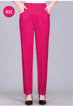 Women's Trousers Spring Summer Stretch Waist Cotton Pants Middle And Old Lady Solid Casual Pants 5XL W1841