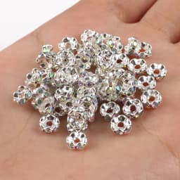 50pcs Brass Crystal Rhinestone Spacer Beads 4/6/8mm Gold Silver AB Color Rondelle Jewelry Makings Findings Bracelet Accessories