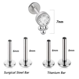 1PC G23 Titanium&Steel 16G CZ Gem Triangle Labret Lip Ring Crystal Cluster Ear Cartilage Tragus Helix Piercing Screw Fit Top 16g
