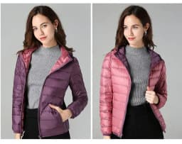 SEDUTMO Winter Double Sided Duck Down Coat Women Casual Short Hooded Puffer Jacket Autumn Thin Parkas ED1339