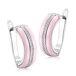 Fashion Ceramic Wedding Earring U Shape Clip Up Cubic Zirconia For Women Ear Jewlery Black White Pink Health Ceramic Zirconia