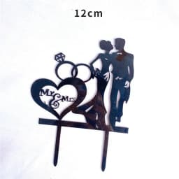 Color Mrs & Mrs Wedding Party Cake Toppers Gold Flowers Acrylic Bride and Groom Cake Toppers for Happy Wedding Cakes Decoration