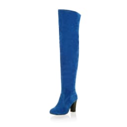 Super High Thick Heel Frosted Flock Plush Lining Women's Over-The-Knee Boots Super-Sized Side Zipper Slip-On Simple Long Boots