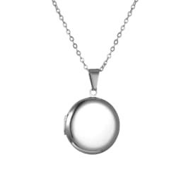 Round Photo Frame Locket Pendant Necklace Mirror Polish Stainless Steel Memorial Locket Jewelry Includes 20 Inch Chain