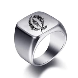 Initial Engrave Custom Rings For Men Stainless Steel Male Signet Blank Jewelry Ring Band High Polished Silver Tone U.S.Size