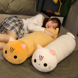 Kawaii Cat Long Pillow Sofa Cushion Plush Toy Stuffed Cartoon Cat Animal Doll for Lovely Gift