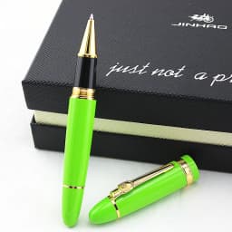 Jinhao 159 Luxury Yellow and Silver Clip Ballpoint Pen with Velvet Bag Free Shipping Rollerball Pens