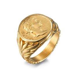 Roman Gaius Julius Caesar Head Rings Vintage Stainless Steel Coin Jules Caesar Ring for Men Male Warrior Jewelry