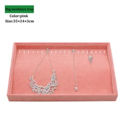 Pink Velvet B/M/S Necklace Earrings Storage Box Showcase Jewellery Stand Holder Ring Jewelry Display Organizer Case Tray Holder