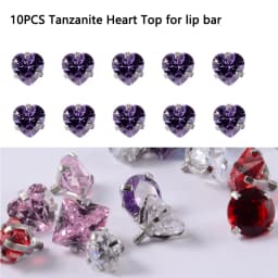 10PCS Surgical Steel Internally Threaded Lip Bar 16G Zircon Top Component For Labret Prong Zircon Ear Tragus Helix Ear Piercing