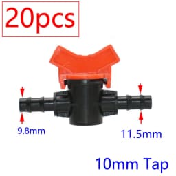 20pcs Drip Irrigation Mini Valve 4/7 3/8/10/12/16/20 /25mm Pipe Garden Tap 1/2" 3/4" Male Thread Water Hose Barb Connector
