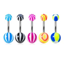 5Pcs/lot Candy Colors Acrylic Belly Button Rings for Women 316L Stainless Steel Bar Belly Navel Sexy Piercings Body Jewelry 14G