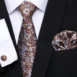 Hot Sale 7.5 cm Tie Pocket Squares Cufflink Set Necktie Pink Purple Hombre Printed Formal Clothing Accessories Fit Party