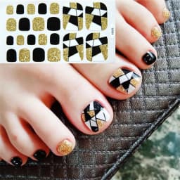 22Tips/Sheet Nail Sticker Adhesive Toenail Art Polish Tips French Glitter Sequins Nail Wraps Strips Easy Toenail Sticker