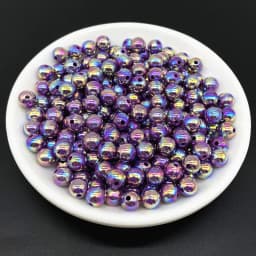 6 8 10mm AB Color Plating Acrylic Beads Loose Spacer Round Garment Jewelry Making DIY #RoLi