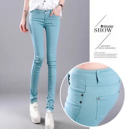 Women Color Pants Super Comfy Stretch Pull-On Classic Skinny Pants Ease Into Comfort Stretch Slim Pencil Trousers with Pocket