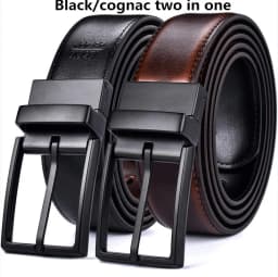 1Pcs Men's Leather Reversible Belt - Classic & Fashion Designs Two in One Belts With Rotated Buckle Ceinture Size 75-160cm
