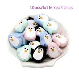 Cute-Idea 10pcs/lot Silicone Teether Beads BPA Free Cartoon Animals Chewable Teething Beads DIY Pacifier Chain Accessories Toys