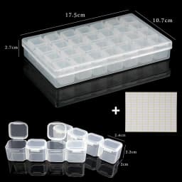 17.5x10.7x2.7CM Rectangle 28 Slots Jewelry Plastic Storage Box Rhinestone Beads Pill Earrings Storage Box Case Container