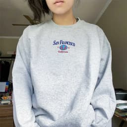San Francisco Golden Gate Bridge Embroidery Printed Thick Women Sweatshirts Loose Vintage Crewneck Cotton Autumn Casual Pullover