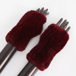 New Women 100% Real Genuine Knitted Rex Rabbit Fur Mittens Winter Warm Lady Real Fur Fingerless Gloves Handmade Knit Fur Mitten