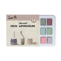 SeamiArt 12Color Tin Box Solid Watercolor Morandi Color Water Color Paint for Cartoon & Portraits Painting Drawing Art Supplies