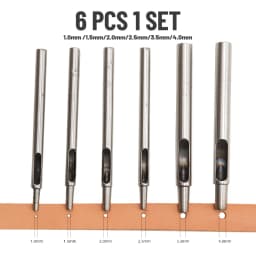 WUTA 6 Pcs Set SPC Round Hole Hollow Punch Set Sharp Steel Watchband Belt Scrapbooking Paper Canvas Leather Craft Tools